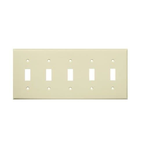 Enerlites Almond Colored 5-Gang Toggle Switch Plastic Wall Plate