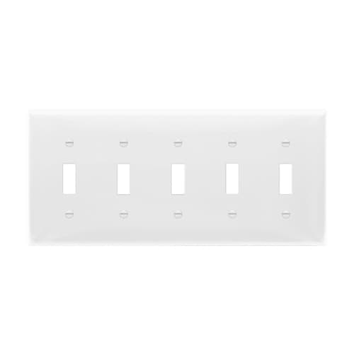 Enerlites 5-Gang Standard Wall Plate, Toggle, Thermoplastic, Black