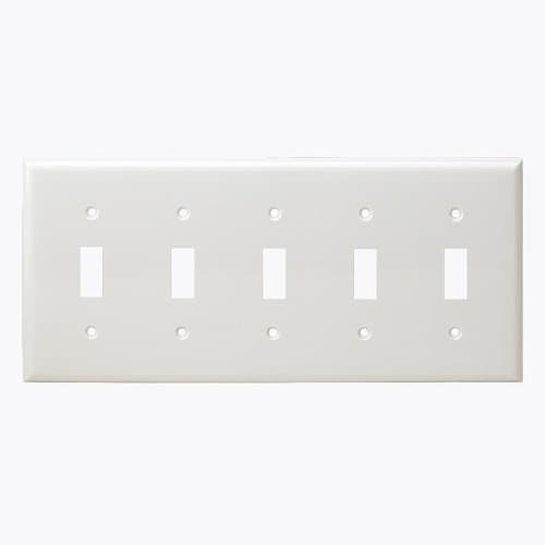 Enerlites 5-Gang Standard Wall Plate, Toggle, Thermoplastic, Ivory