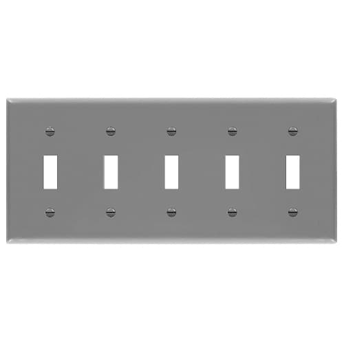 Enerlites 5-Gang Mid-Size Wall Plate, Toggle, Gray