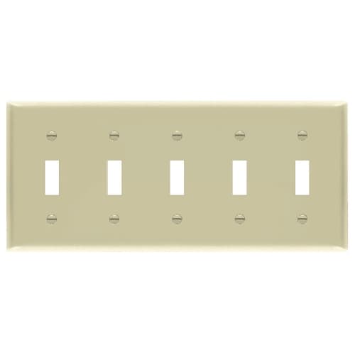 Enerlites 5-Gang Mid-Size Wall Plate, Toggle, Ivory