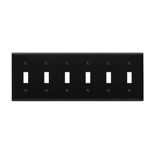 Enerlites 6-Gang Mid-Size Wall Plate, Toggle, Black