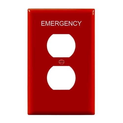 Enerlites 1-Gang Mid-Size Emergency Wall Plate, Duplex, Red