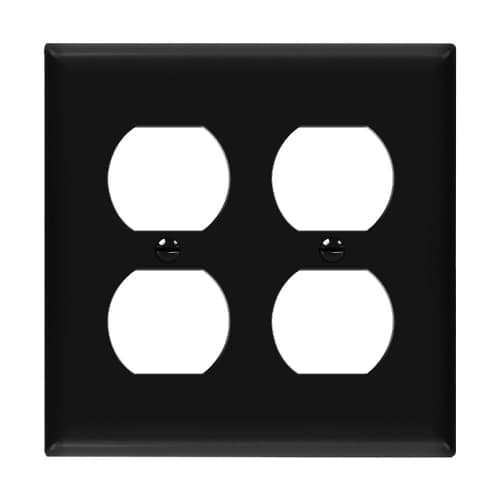 Enerlites 2-Gang Mid-Size Wall Plate, Duplex, Black