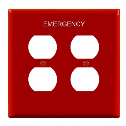 Enerlites 2-Gang Mid-Size Emergency Wall Plate, Duplex, Red