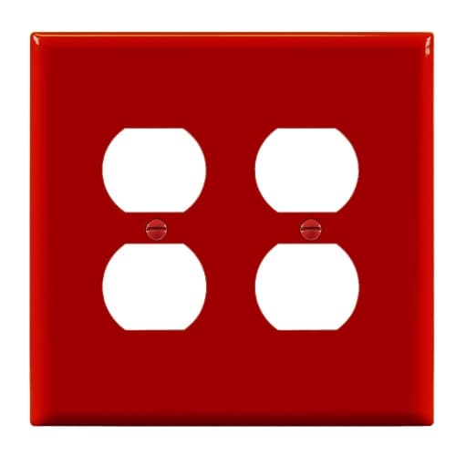 Enerlites 2-Gang Mid-Size Wall Plate, Duplex, Red