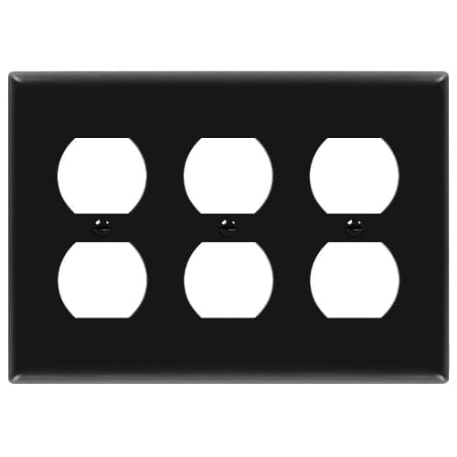 Enerlites 3-Gang Mid-Size Wall Plate, Duplex, Black