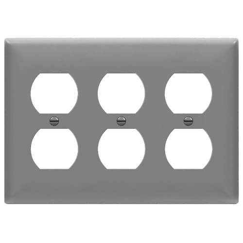 Enerlites 3-Gang Mid-Size Wall Plate, Duplex, Gray