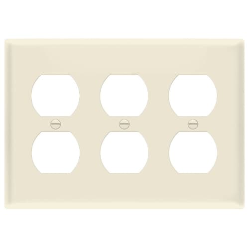Enerlites 3-Gang Mid-Size Wall Plate, Duplex, Light Almond