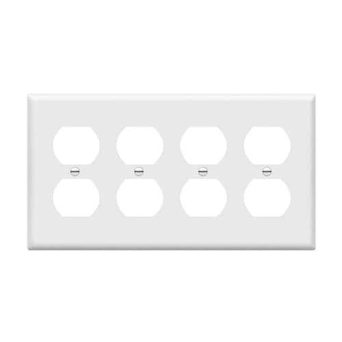 Enerlites 4-Gang Standard Wall Plate, Duplex, Thermoplastic, Black