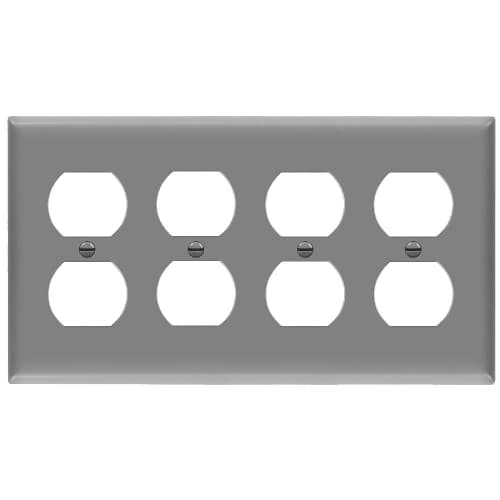 Enerlites 4-Gang Mid-Size Wall Plate, Duplex, Gray