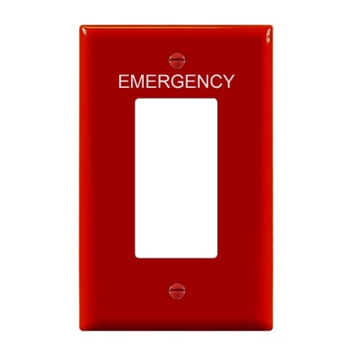 Enerlites 1-Gang Mid-Size Emergency Wall Plate, Decora/GFCI, Red