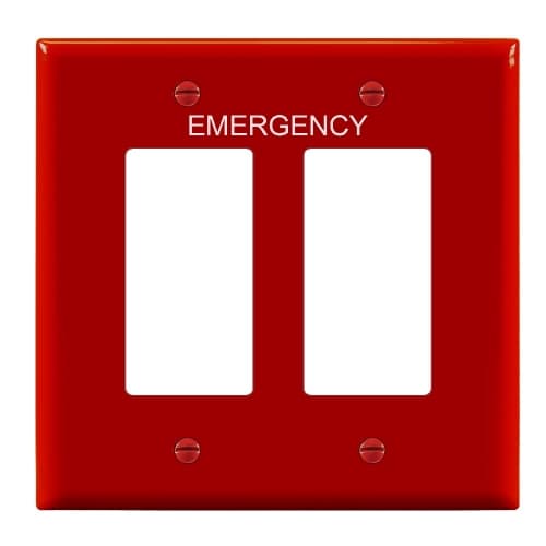 Enerlites 2-Gang Mid-Size Emergency Wall Plate, Decora/GFCI, Red