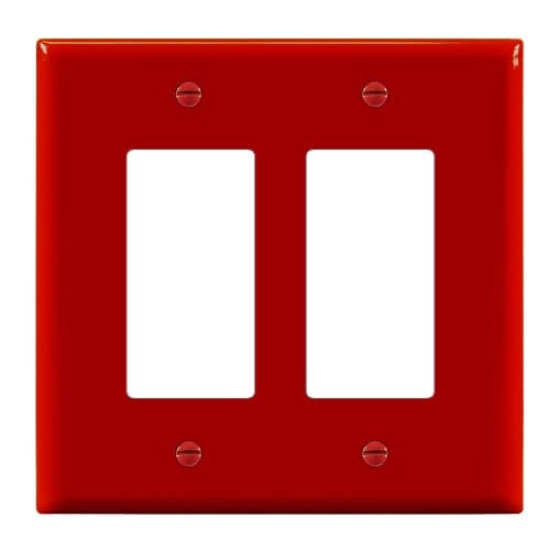 Enerlites 2-Gang Mid-Size Wall Plate, Decora/GFCI, Red