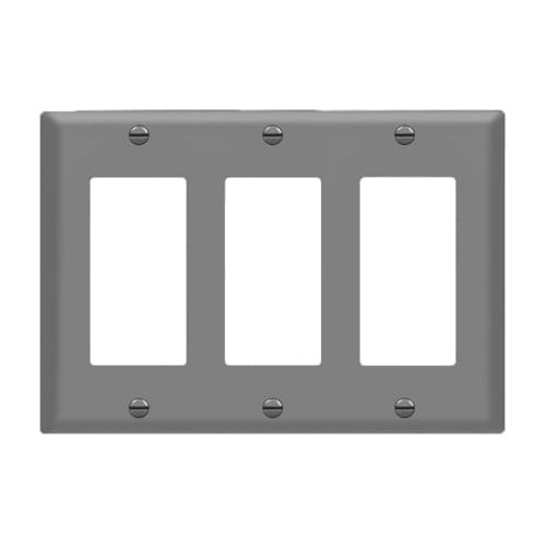 Enerlites 3-Gang Mid-Size Wall Plate, Decora/GFCI, Gray