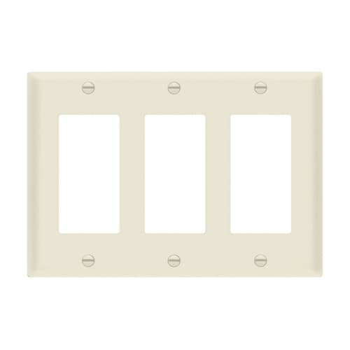 Enerlites 3-Gang Mid-Size Wall Plate, Decora/GFCI, Light Almond