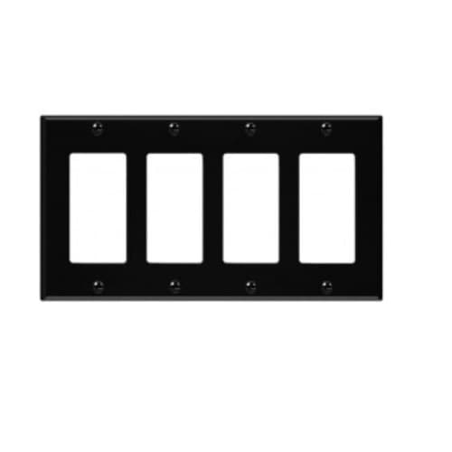 Enerlites 4-Gang Decorator & GFCI Switch Wall Plate, Polycarbonate, Black