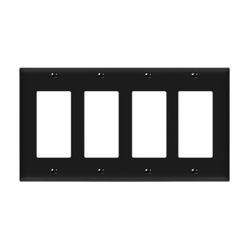 Enerlites 4-Gang Mid-Size Wall Plate, Decora/GFCI, Black