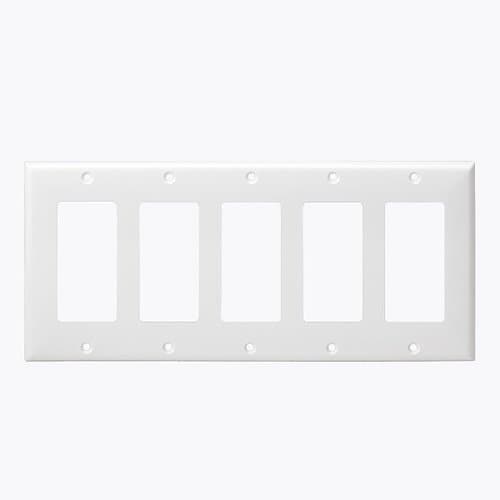 Enerlites 5-Gang Standard Wall Plate, Decora/GFCI, Thermoplastic, Ivory
