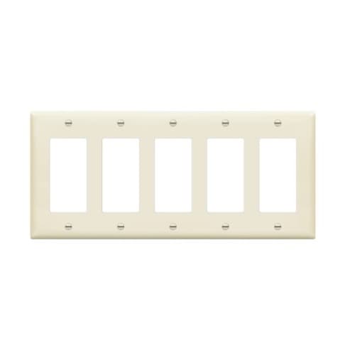 Enerlites 5-Gang Decorator & GFCI Switch Wall Plate, Polycarbonate, Light Almond