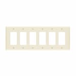 Enerlites 6-Gang Decorator & GFCI Switch Wall Plate, Polycarbonate, Light Almond