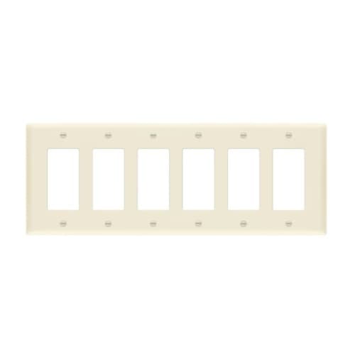 Enerlites 6-Gang Decorator & GFCI Switch Wall Plate, Polycarbonate, Light Almond