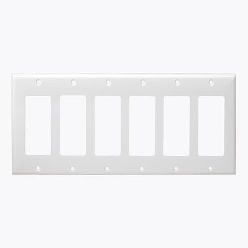 Enerlites 6-Gang Mid-Size Wall Plate, Decora/GFCI, Ivory