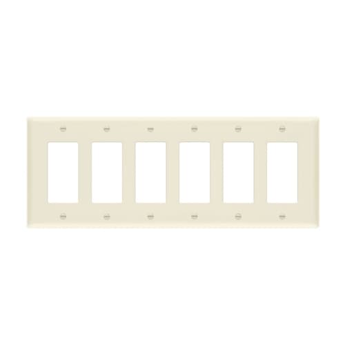 Enerlites 6-Gang Mid-Size Wall Plate, Decora/GFCI, Light Almond