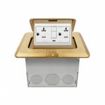 Enerlites 1-Gang Pop-up USB Duplex Floor Box, Square, 20A, 125V, Brass