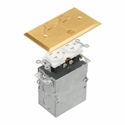 Enerlites Brass 1-Gang Floor Box with Flip Lid Cover with 20A TRWR Duplex GFCI