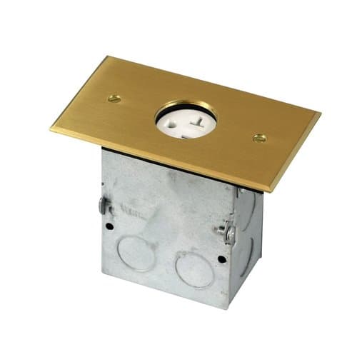 Enerlites Brass 1-Gang Floor Box w/ 20A TRWR Receptacle