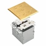 Enerlites Brass 2-Gang Floor Box w/ Cover, 20A TRWR Receptacle & Datacom