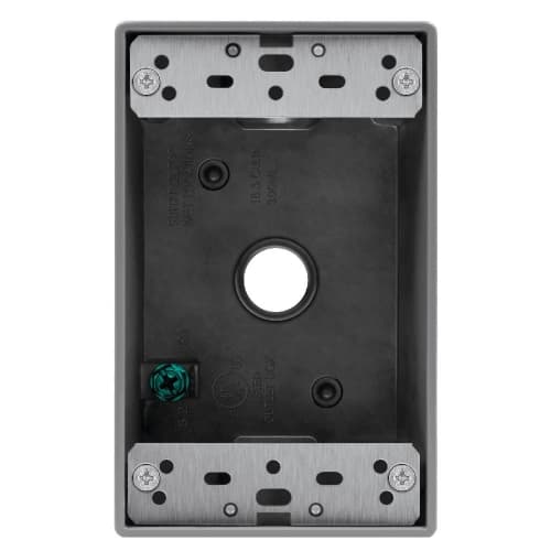 Enerlites 1-Gang Weatherproof Box w/ (3) 1/2-in Holes, Gray