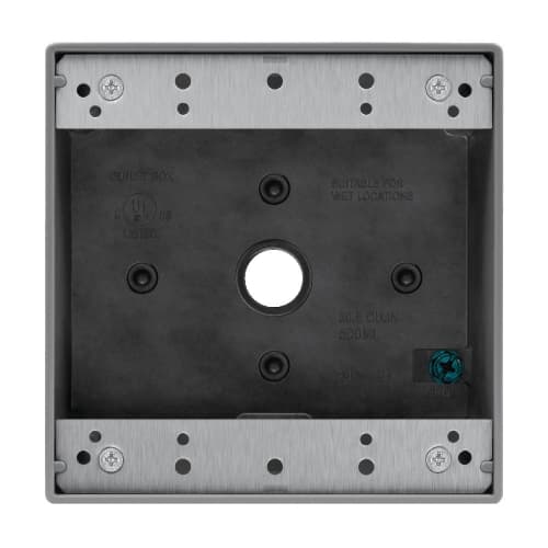 Enerlites 2-Gang Weatherproof Box w/ (5) 1/2-in Holes, Gray