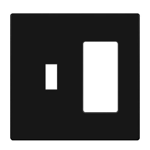 Enerlites 2-Gang Combination Wall Plate, Toggle/Decora, Screwless, Black