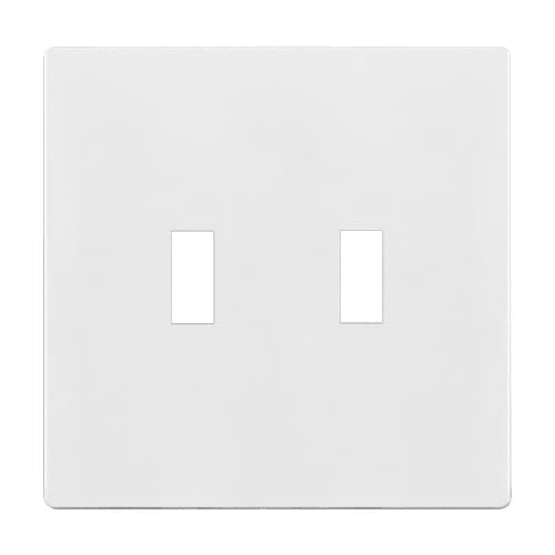 Enerlites 2-Gang Standard Antimicrobial Wall Plate, Toggle, Screwless, White