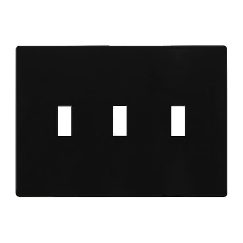 Enerlites 3-Gang Standard Wall Plate, Toggle, Screwless, Black