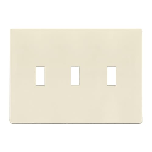 Enerlites 3-Gang Standard Wall Plate, Toggle, Screwless, Light Almond