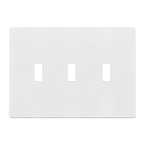 Enerlites 3-Gang Standard Wall Plate, Toggle, Screwless, White