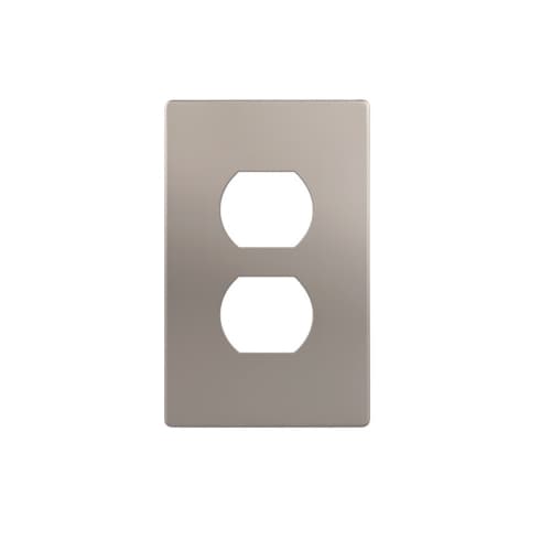 Enerlites 1-Gang Standard Wall Plate, Duplex, Screwless, Nickel