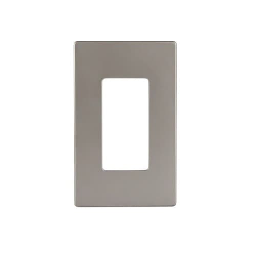 Enerlites 1-Gang Decorator Wall Plate, Screwless, Polycarbonate, Nickel