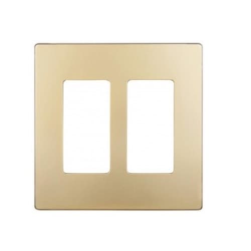 Enerlites 2-Gang Decorator Wall Plate, Screwless, Polycarbonate, Gold