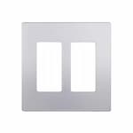 Enerlites 2-Gang Decorator Wall Plate, Screwless, Polycarbonate, Silver