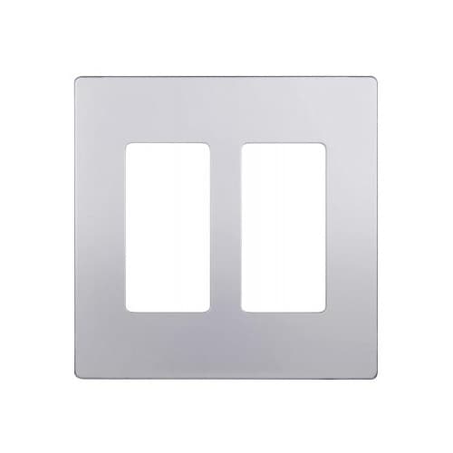 Enerlites 2-Gang Decorator Wall Plate, Screwless, Polycarbonate, Silver