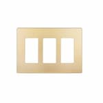 Enerlites 3-Gang Decorator Wall Plate, Screwless, Polycarbonate, Gold