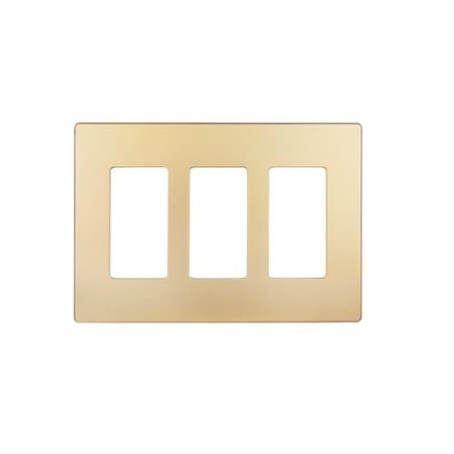 Enerlites 3-Gang Decorator Wall Plate, Screwless, Polycarbonate, Gold