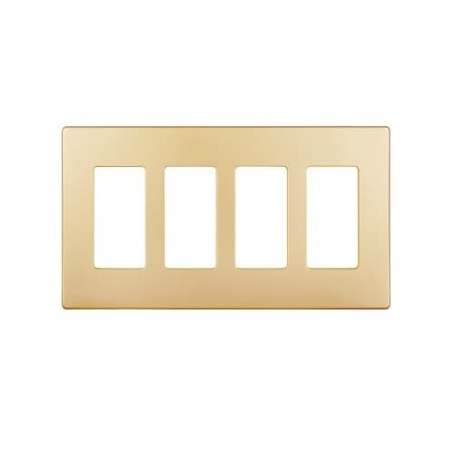 Enerlites 4-Gang Decorator Wall Plate, Screwless, Polycarbonate, Gold