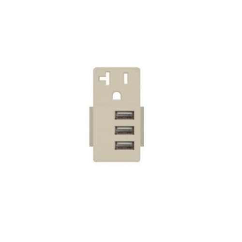 Enerlites 5.8A USB Outlet Module Replacement w/ 20A Receptacle, Light Almond