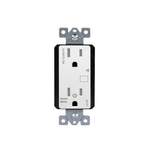 Enerlites WiFi-Enabled Duplex Receptacle w/ Energy Metering, Light Almond