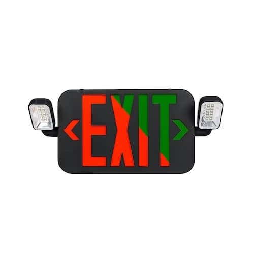 EnVision 4W Emergency Exit Sign Combo with Bug Eye, 120/277V, CCT Green, Black